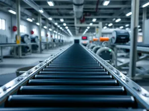 układ przenośników w hali produkcyjnej