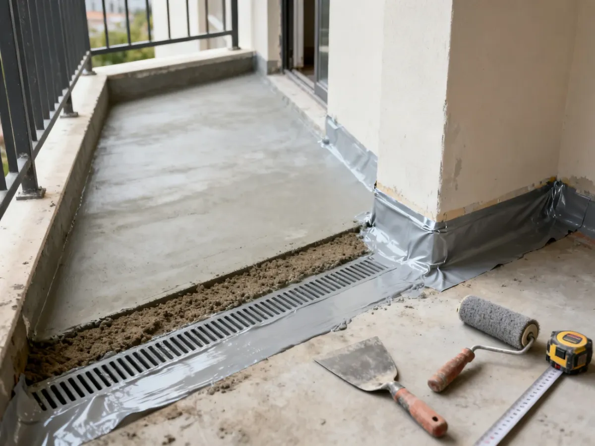 Przygotowanie podłoża i hydroizolacji balkonu