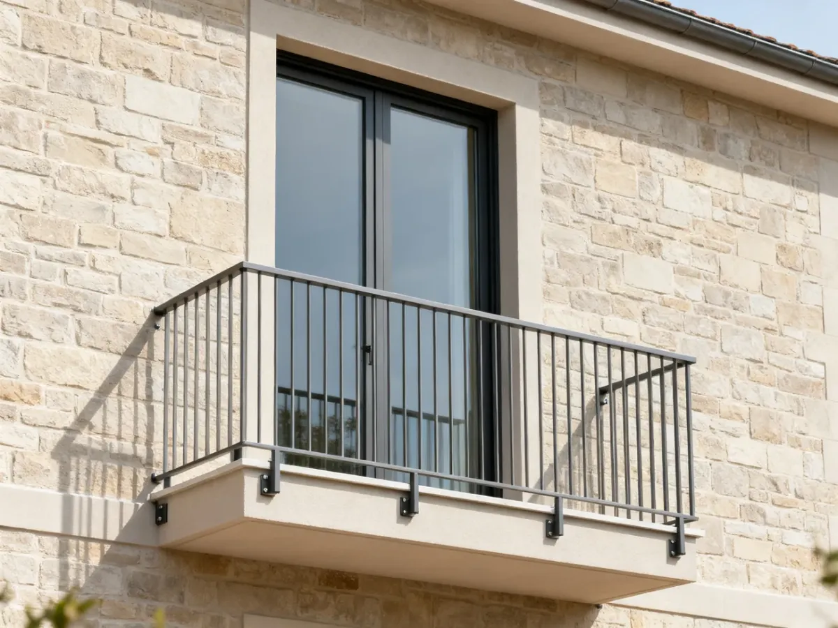Gotowy balkon francuski zamocowany bezpiecznie do elewacji