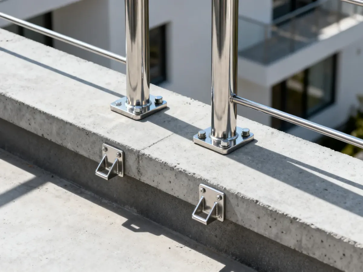 Porównanie górnego i czołowego mocowania balustrady do płyty balkonowej